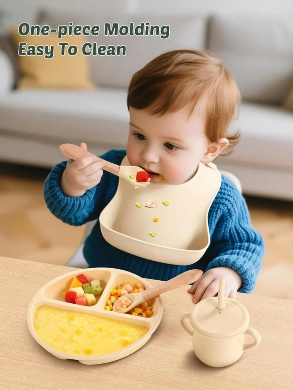 24 PCS Silicone Baby Feeding Set - Suction Bowls, Divided Plates, Bibs & Cups